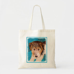 Wire Fox Terrier Puppy Painting - Original Dog Art Tote Bag