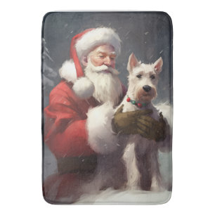 Wire Fox Terrier Santa Claus Festive Christmas Bath Mat