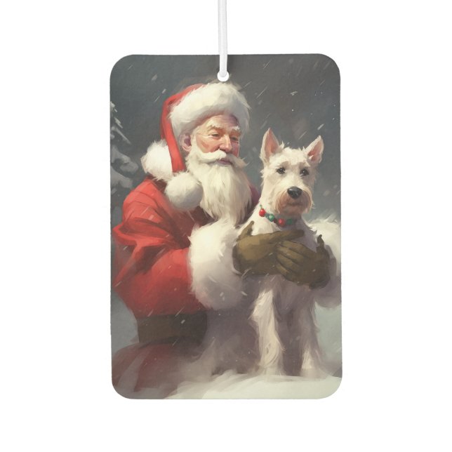Wire Fox Terrier Santa Claus Festive Christmas Car Air Freshener (Front)