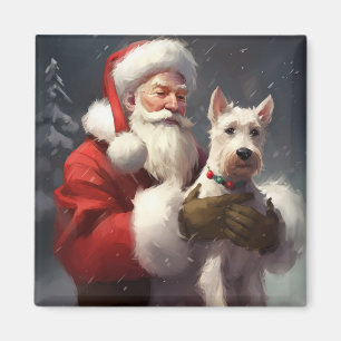 Wire Fox Terrier Santa Claus Festive Christmas Magnet