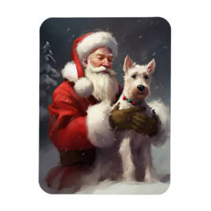 Wire Fox Terrier Santa Claus Festive Christmas Magnet