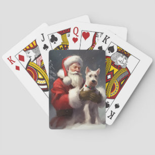 Wire Fox Terrier Santa Claus Festive Christmas Playing Cards