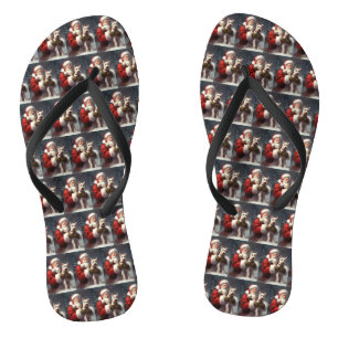 Wire Fox Terrier Santa Claus Festive Christmas Thongs