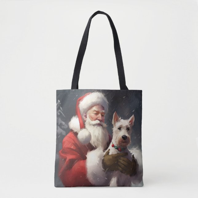 Wire Fox Terrier Santa Claus Festive Christmas Tote Bag (Front)