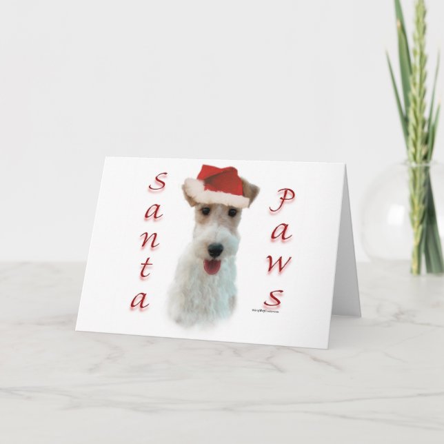 Wire Fox Terrier Santa Paws Holiday Card (Front)