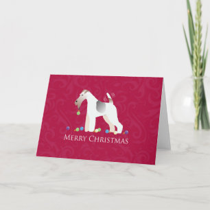 Wire Fox Terrier Silhouette Christmas Design Holiday Card