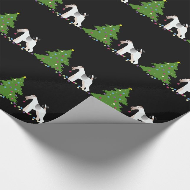 Wire Fox Terrier Silhouette Christmas Design Wrapping Paper (Corner)