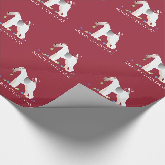 Wire Fox Terrier Silhouette Christmas Design Wrapping Paper (Corner)