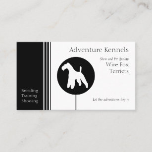 Wire Fox Terrier Silhouette Modern Black White Business Card