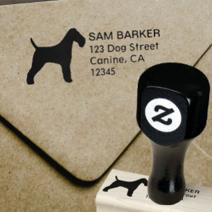 Wire Fox Terrier Silhouette Return Address Rubber Stamp