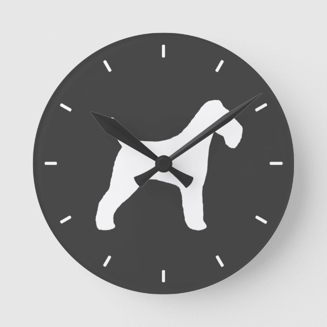 Wire Fox Terrier Silhouette Round Clock (Front)