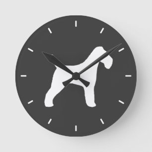 Wire Fox Terrier Silhouette Round Clock