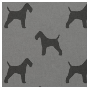 Wire Fox Terrier Silhouettes Dogs Grey and Black Fabric