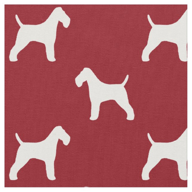 Wire Fox Terrier Silhouettes Dogs Red and White Fabric (Close Up)