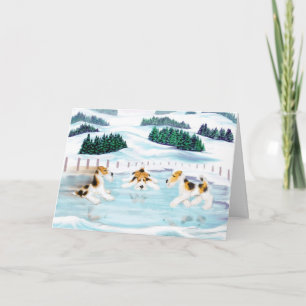 Wire Fox Terrier Skate Date Holiday Card
