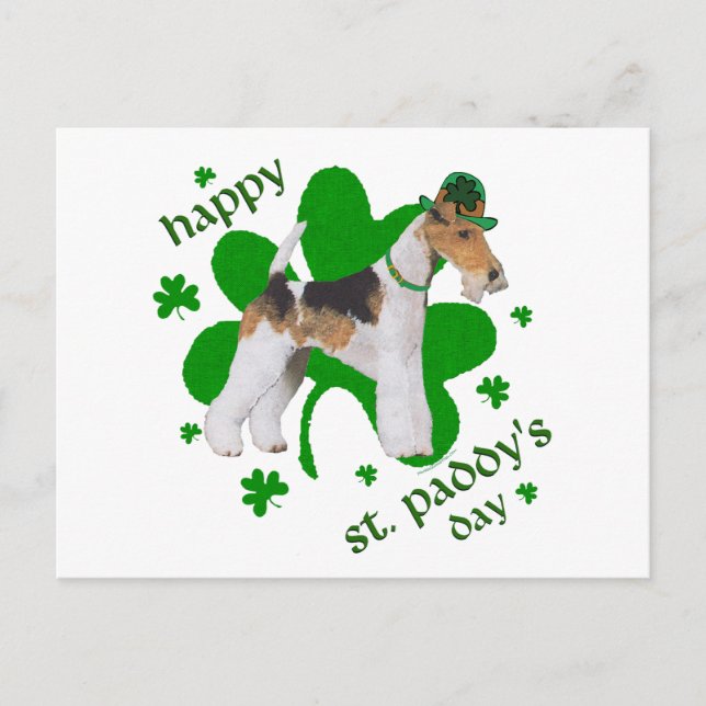 Wire Fox Terrier St. Patrick's Day Postcard (Front)