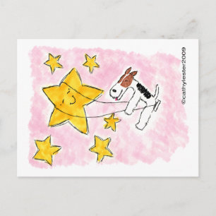 Wire fox terrier swingin' on a star postcard