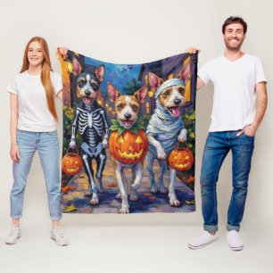 Wire Fox Terrier Trick-or-Treating Halloween  Fleece Blanket