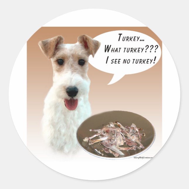 Wire Fox Terrier Turkey Classic Round Sticker (Front)