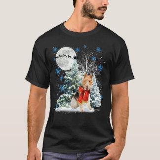 Wire Fox Terrier Under Moonlight Snow Christmas Pa T-Shirt
