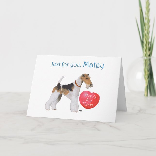 Wire Fox Terrier Valentine Holiday Card (Front)