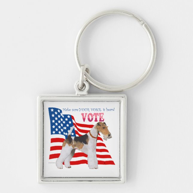 Wire Fox Terrier VOTE Key Ring (Front)
