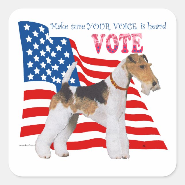 Wire Fox Terrier VOTE Square Sticker (Front)