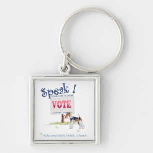 Wire Fox Terrier Voting Voice Key Ring