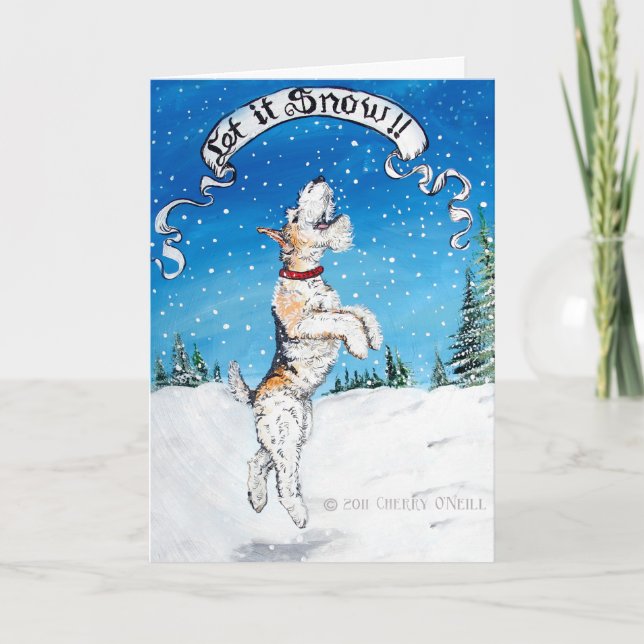 Wire Fox Terrier Winter Holiday Card (Front)