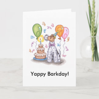 Wire fox terrier Yappy barkday card w/ envelope