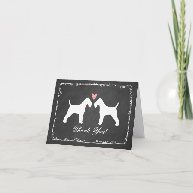 Wire Fox Terriers Wedding Thank You Card (Front)