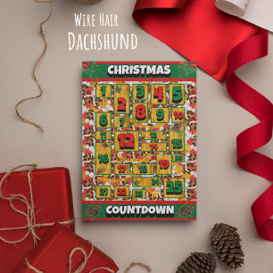 Wire Hair Dachshund Dog Countdown Christmas Advent Holiday Card