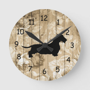 Wire Hair Dachshund Faux Wood Wall Clock