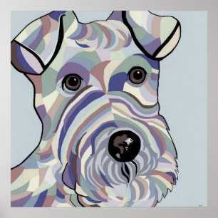 Wire Hair Fox Terrier in Denim Colours Poster