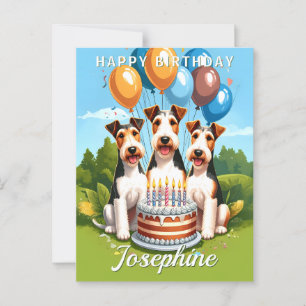 Wire Hair Fox Terriers Birthday Postcard