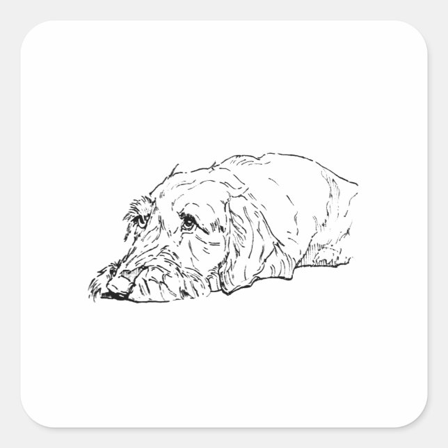 Wire Haired Dachshund - Cute Notebook Square Sticker (Front)