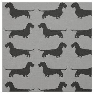 Wire Haired Dachshund Silhouettes Pattern Fabric