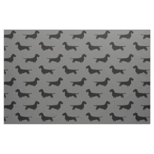 Wire Haired Dachshund Silhouettes Pattern Fabric