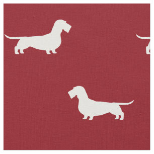 Wire Haired Dachshund Silhouettes Pattern Fabric