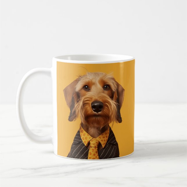 Wire Haired Dachshung On Yellow Coffee Mug (Left)