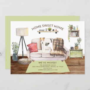Wire Haired Fox Terrier Dog Moving Announcement