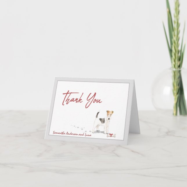 Wire Haired Fox Terrier Dog Personalised & Bone Th Thank You Card (Front)