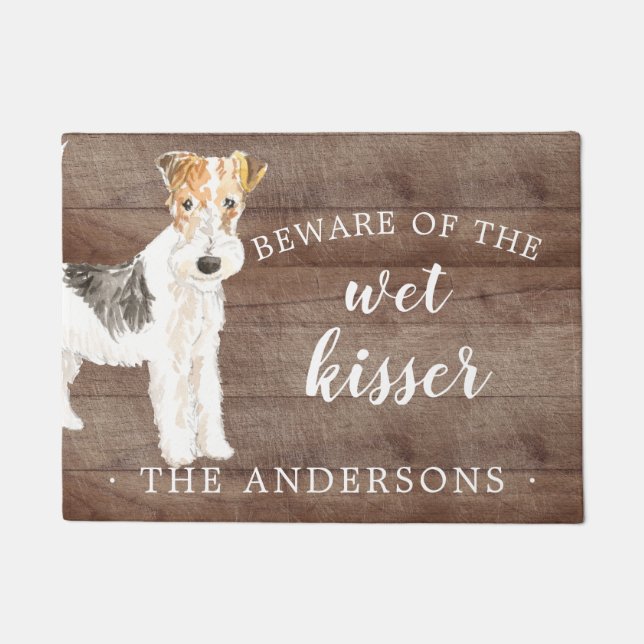Wire Haired Fox Terrier.Dog Personalised Door Mat (Front)