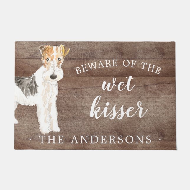 Wire Haired Fox Terrier.Dog Personalised Door Mat (Front)