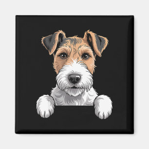 Wire Haired Fox Terrier Funny Peeking Dog Lover Magnet