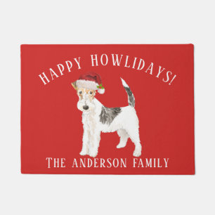 Wire Haired Fox Terrier Happy Howlidays Christmas Doormat