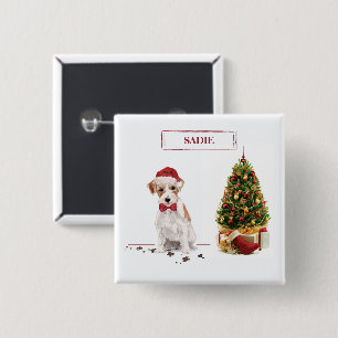 Wire Haired Jack Russell Funny Christmas Dog 15 Cm Square Badge