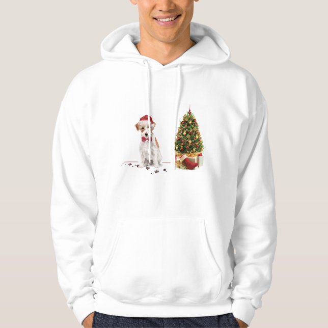 Wire Haired Jack Russell Funny Christmas Dog Hoodie (Front)