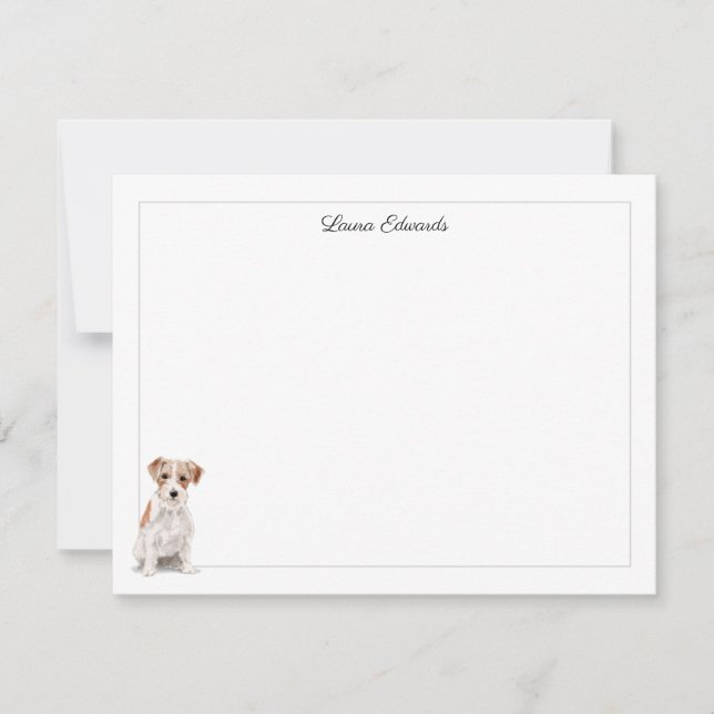 Wire Haired Jack Russell Grey Border Personalised Card (Front)