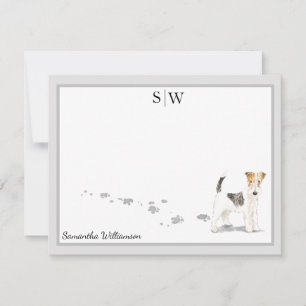 Wire Haired Terrier Gray Border Monogram Custom Card